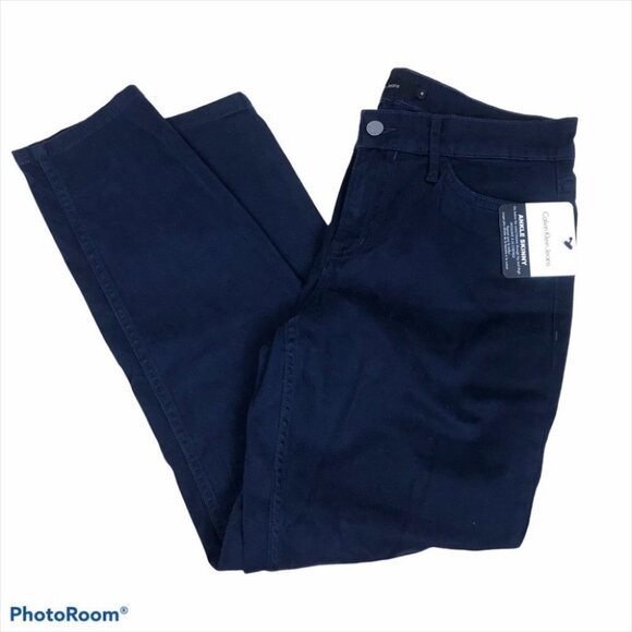 Calvin Klein Jeans Navy Bleu Straight Leg Cropped Ankle women Size 8 D31 - Picture 2 of 14